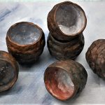Глиняні чаші в етностилі 6 шт. 200 мл. з різнокольоровим склінням